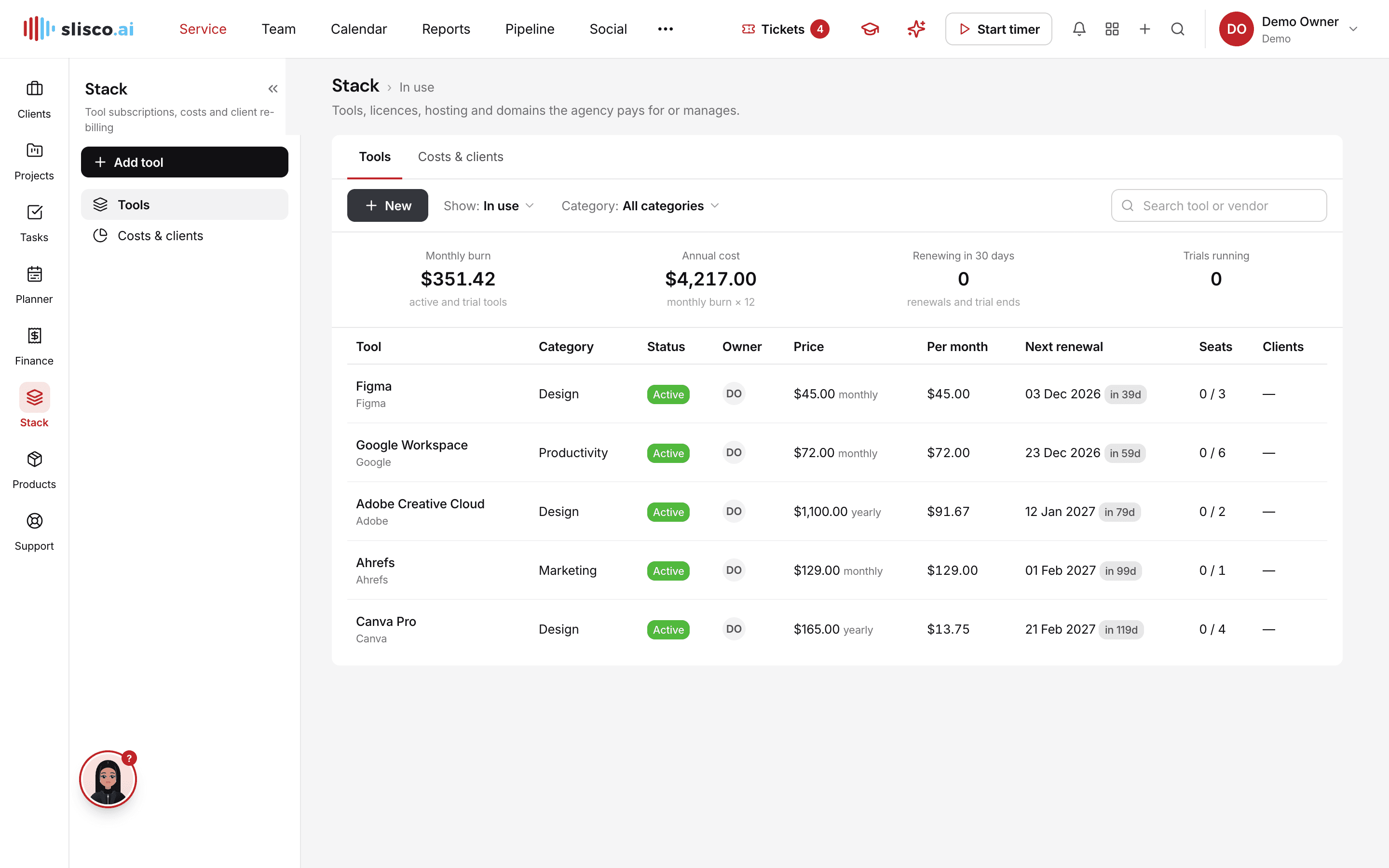 The Stack module in Slisco